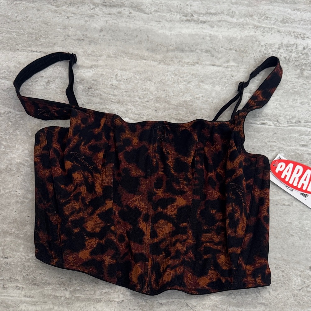 Leopard-Print Cropped Cami in Brown & Black